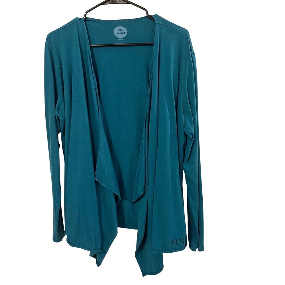 Life is Good Sleep Lounge Womens Cardigan Size Large Open Front Cotton Modal